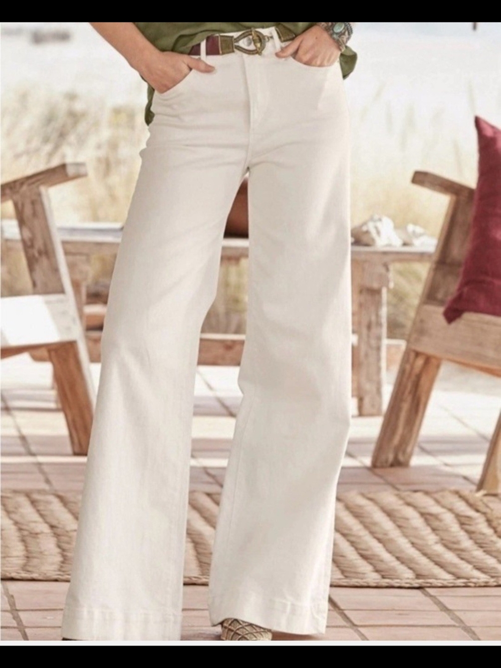 DRIFTWOOD High-Rise Wide-Leg Jeans in Cream